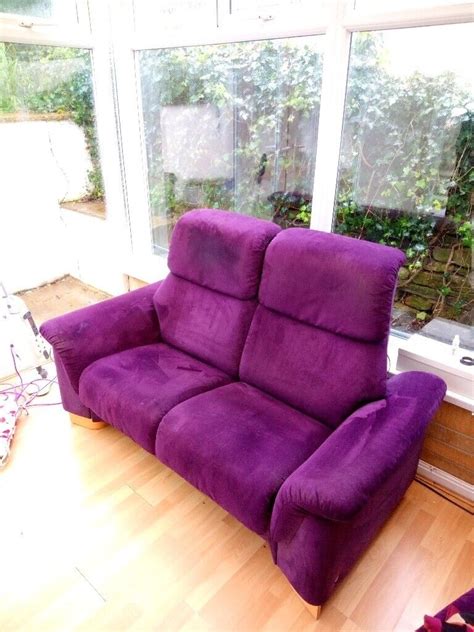 Purple Stressless Fabric Reclining Sofa In Wotton Under Edge