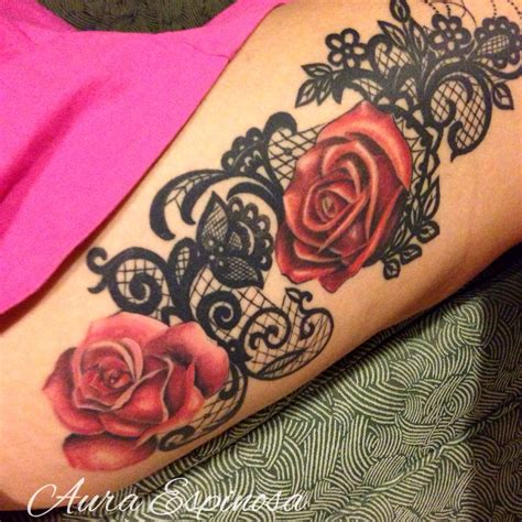 Lace Tattoo With Roses Done By Our Resident Artist Aura