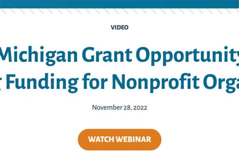 Previewing Michigan Grant Opportunity For General Operating Funding For