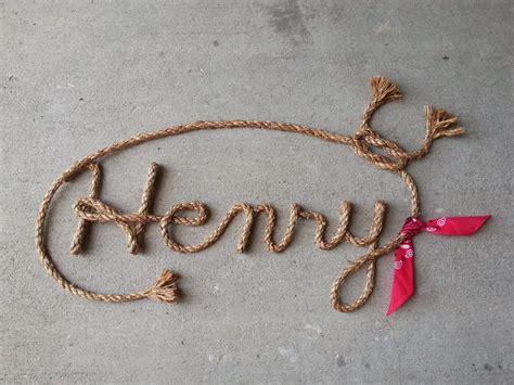 5 Letter Rope Name Sign Western Rope Name Art With Bandanna Etsy