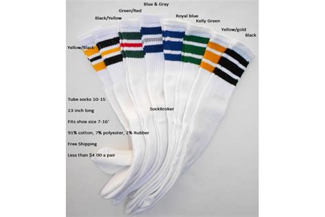 Special 8 Pairs Of 23 Assorted Retro 3 Stripe Tube Knee High Socks