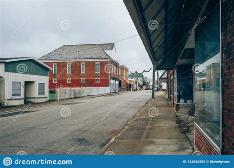 Main Street In Depressed Quiet Small Midwest Town Stock Photo Image