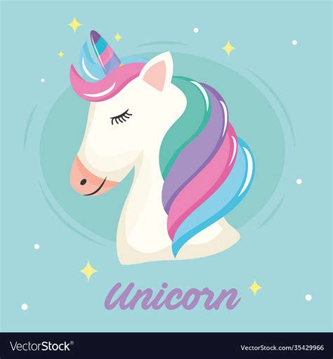 Cute Unicorn Kawaii Comic Character Profile Vector Image