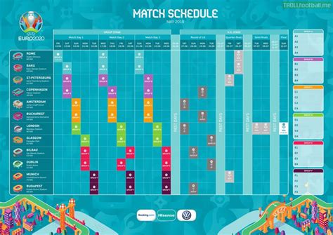 Игры группового турнира пройдут с участием 24 команд в 11 европейских городах: Official UEFA Euro 2020 Schedule | Troll Football