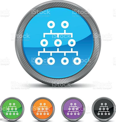 Organization Chart Icon On Circle Buttons Stock Illustration Download