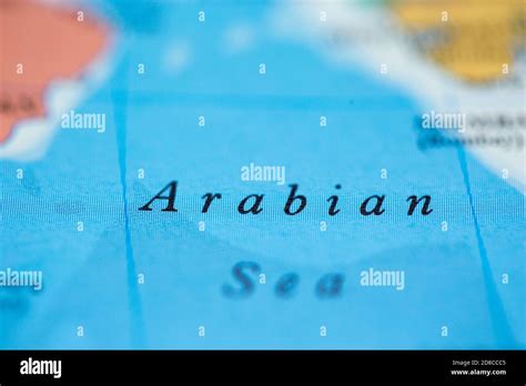Shallow Depth Of Field Focus On Geographical Map Location Of Arabian