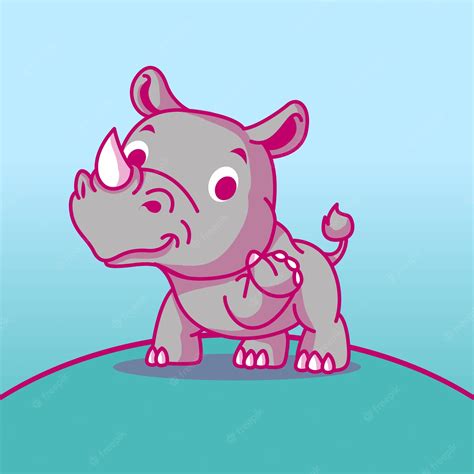 Premium Vector Cute Baby Rhino Cartoon For Kids