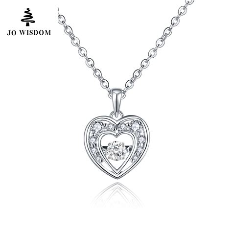 925 Silver White Crystal Natural Topaz Heart Pendant Necklace Made With Dancing Stone For Women