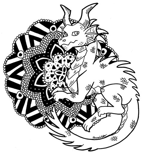 Color Me Dragon Mandala By Theleatherdragoni On Deviantart