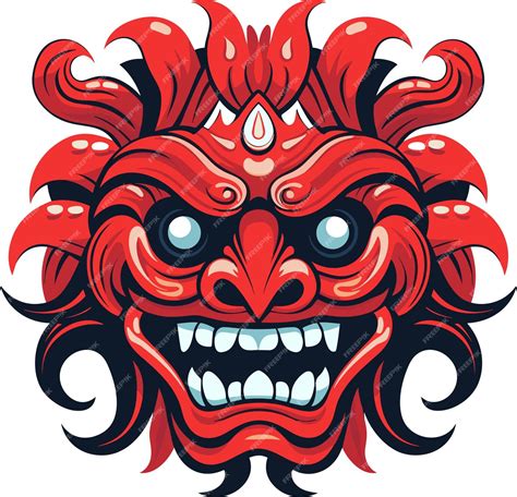 Premium Vector Balinese Barong Mask Vector Illustration On Isolated