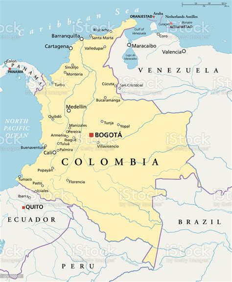 Political Map Of Colombia With Capital Bogota National Borders Most The Best Porn Website