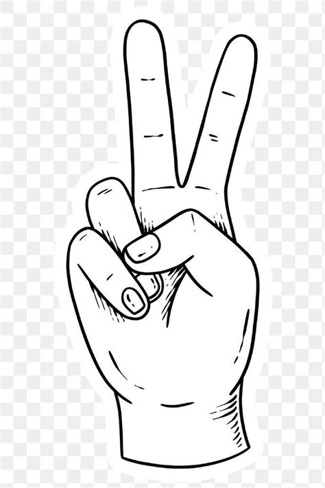 Victory Hand Sign Drawing Sticker Design Element Free Image By