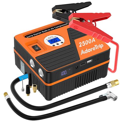 Buy Adoretrip 2500a Jump Starter With Air Compressor 150psi Air Pump 24000mah 12v Auto Battery