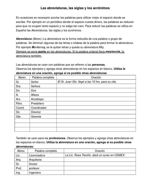 Ejemplo De Texto Con Siglas Y Abreviaturas Opciones De Ejemplo