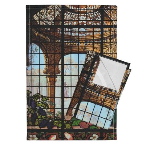 Henry G Marquand House Conservatory Stained Glass Window ~ Large Fabric Peacoquettedesigns