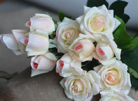 Real Touch Light Blush Roses Buds Silk Roses Diy Wedding Etsy Canada