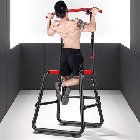 Adjustable Height Chin Up Bar Dip Station Power Tower Pull Push Home