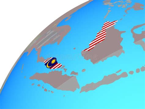 Malaysia With Flag On Globe Stock Illustration Illustration Of