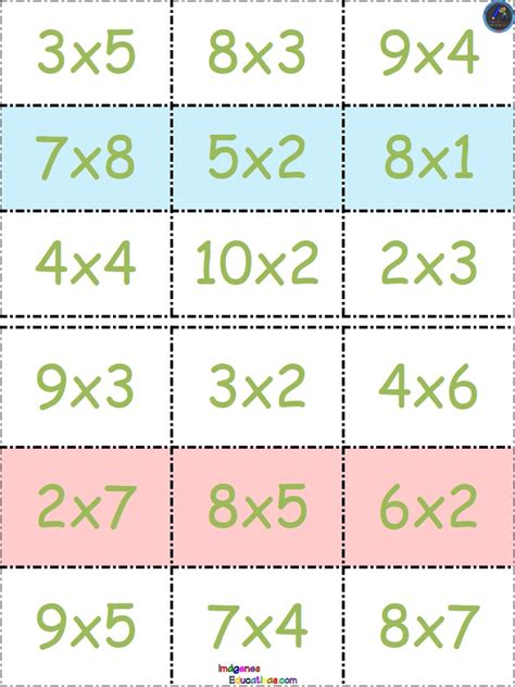 Loteria Tablas De Multiplicar 3 Imagenes Educativas