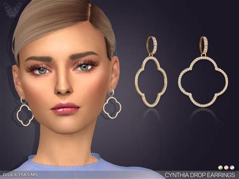 Sims 4 — Cynthia Drop Earrings By Giuliettasims — 3 Swatches Base