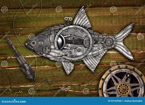 Steampunk Style Fish Bream Stock Photo Image Of Minimalistic 99142968