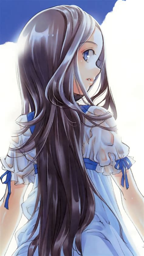 Download Wallpaper 720x1280 Blue Eyes Anime Girl Turning Back