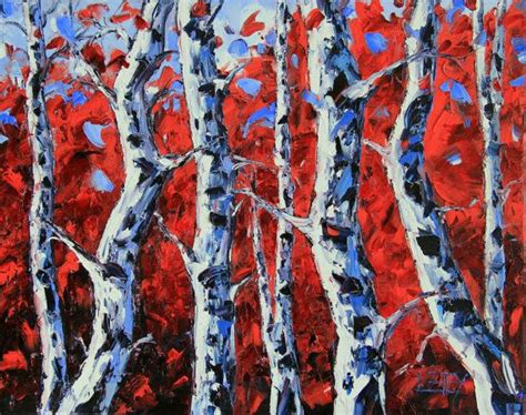 Birch Tree Print Fall Decor Landscape Print Trees Red Etsy Painting