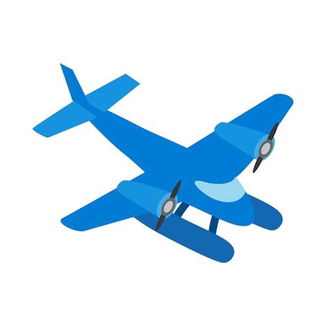 흰색 배경에 고립 된 아이소메트릭 3d 스타일에서 파란색 작은 비행기 아이콘 항공 운송 기호 프리미엄 벡터