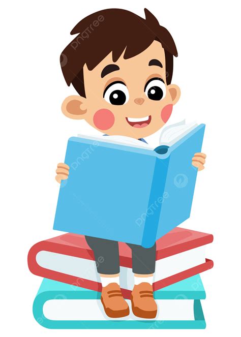 Niño Estudiando Leyendo Y Sentado En Libros Anak Belajar Membaca Dan