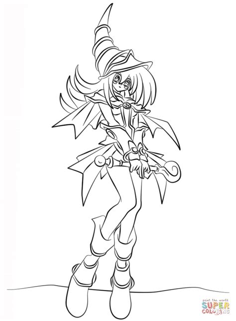 Dark Magician Girl From Yu Gi Oh Coloring Page Free Printable Coloring Pages