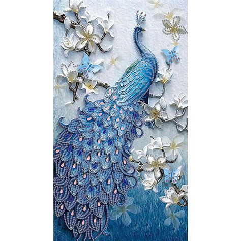 Buy 5d Diy Special Shaped Drill Diamond Painting Peacock Cross Stitch