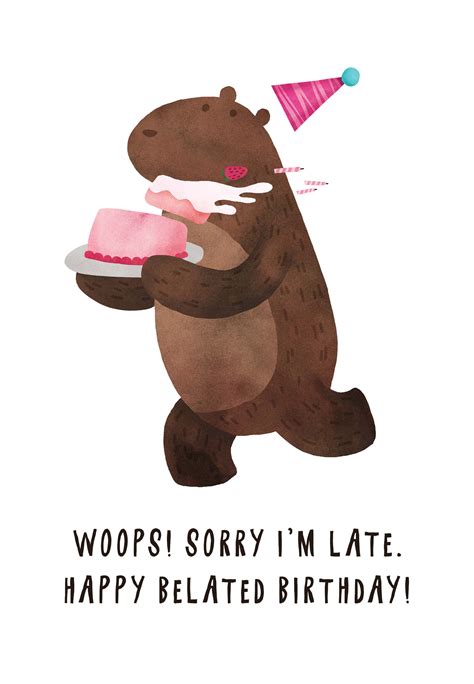 Belated Birthday Bear - Birthday Card (Free | Belated birthday, Birthday cards, Belated birthday ...