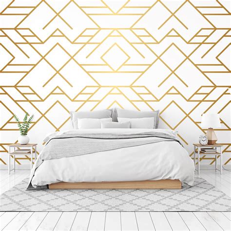 Golden Texture Seamless Geometric Pattern Golden Background Murals