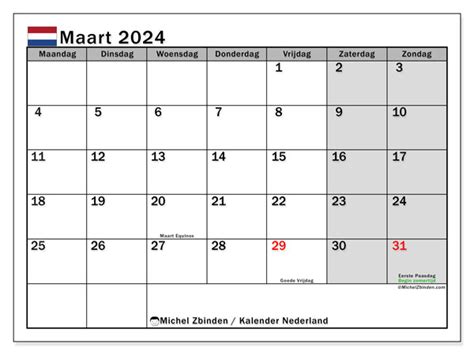 Kalender Maart 2024 Om Af Te Drukken “621mz” Michel Zbinden Nl