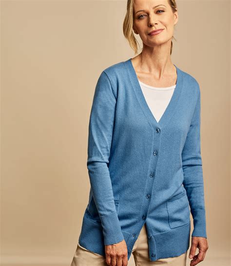 Cadet Blue Womens Silk And Cotton Long Cardigan Woolovers Uk