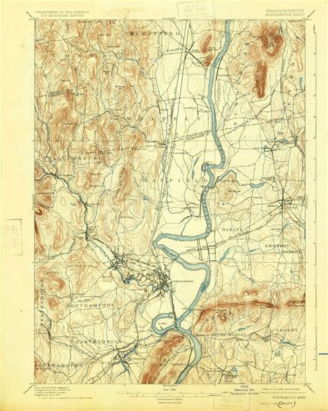 Northampton Massachusetts 1895 1925 Usgs Old Topo Map Reprint 15x15