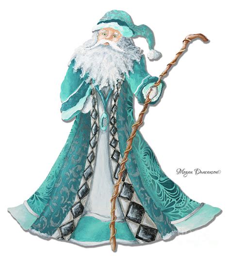 Old World Style Turquoise Aqua Teal Santa Claus Christmas