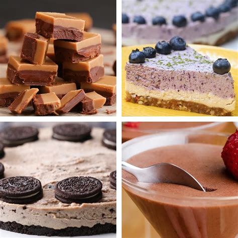 Four Different Desserts Are Shown In This Collage