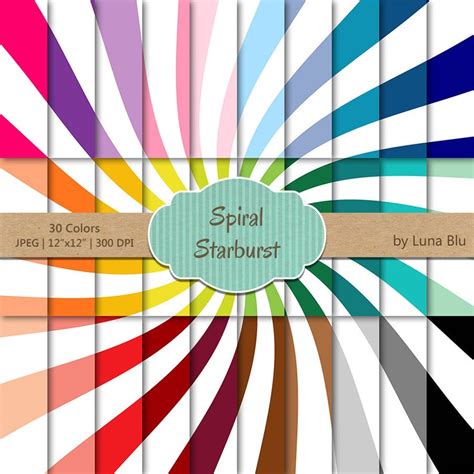 Starburst Digital Paper Pack Spiral Starburst Etsy