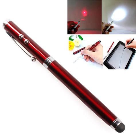 4 In 1 Pen Shape Led Flashlight Laser Pointer Capacitive Stylus Pen