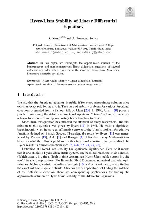 Pdf Hyers Ulam Stability Of Linear Differential Equations Third