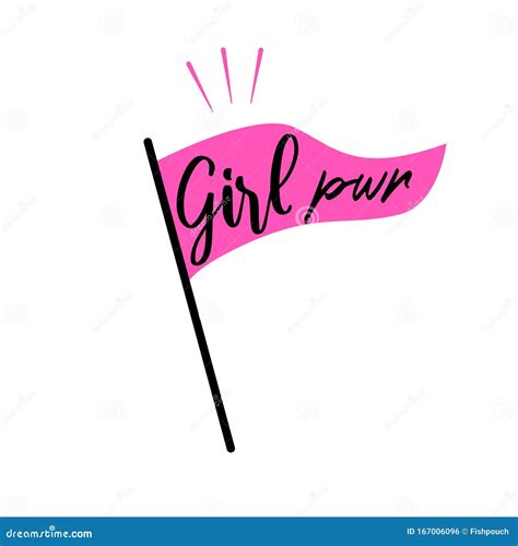 Girl Power Pink Flag Feminism Concept Symbol Stock Vector Illustration Of Element Line