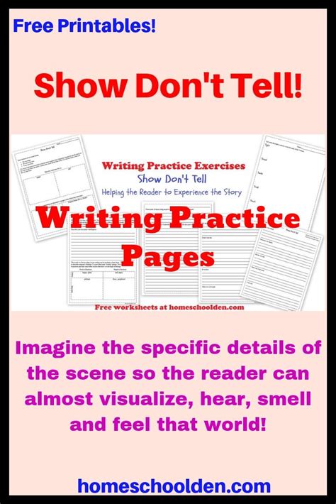 Show Dont Tell Writing Practice Pages Show Dont Tell