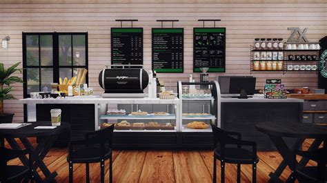 Starbucks Coffee Shop Lot Furnished Coffee Shop Sims 4 Restaurant