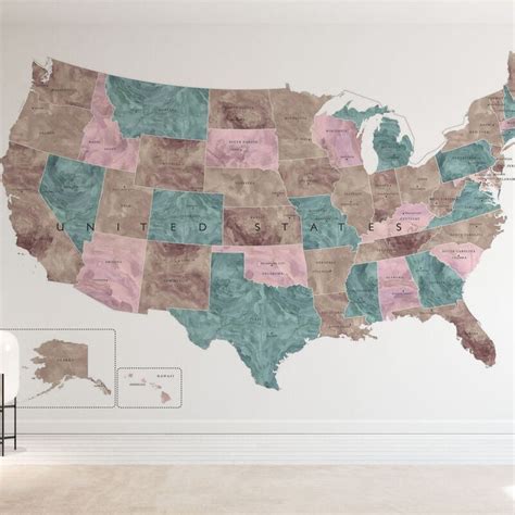 United States Map Cities And States V Beautiful Wall Mural Accent