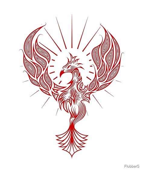 Tribal Phoenix Bird Tattoo Rising In Red By Flubber5 Redbubble