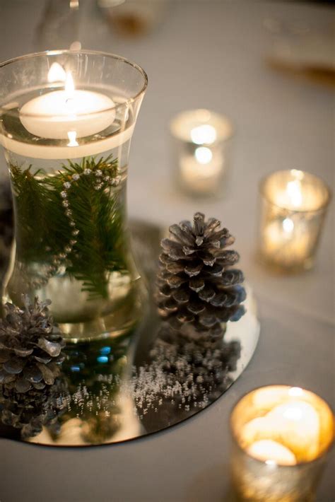 Diy Floating Winter Tea Candle Centerpieces With Pinecones