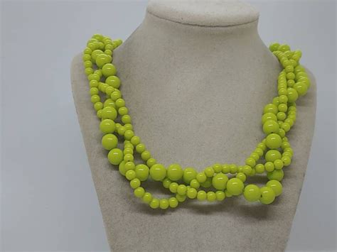 Lime Green Necklace Green Necklace For Her Braided Etsy