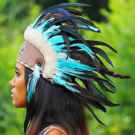 Turquoise Feather Headdress Indian Headdress Novum Crafts