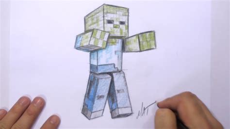 How To Draw A 3d Minecraft Zombie Mat Youtube